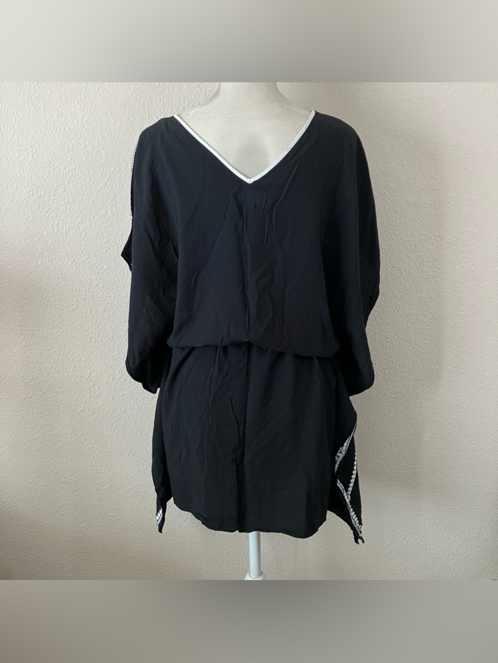 STELLA & DOT Gemma Kimono Tunic M Swim Cover-Up Beach Resort Boho Festival Black - Picture 9 of 11